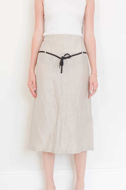 Wool Linen midi skirt