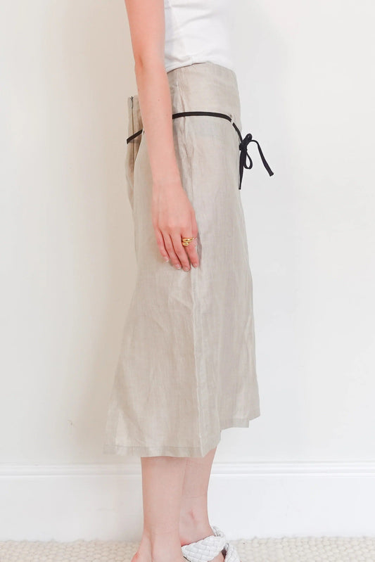 Wool Linen midi skirt